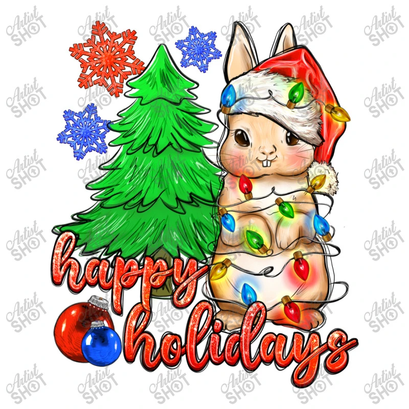 Happy Holidays Christmas Rabbit Crop Top - Image 3