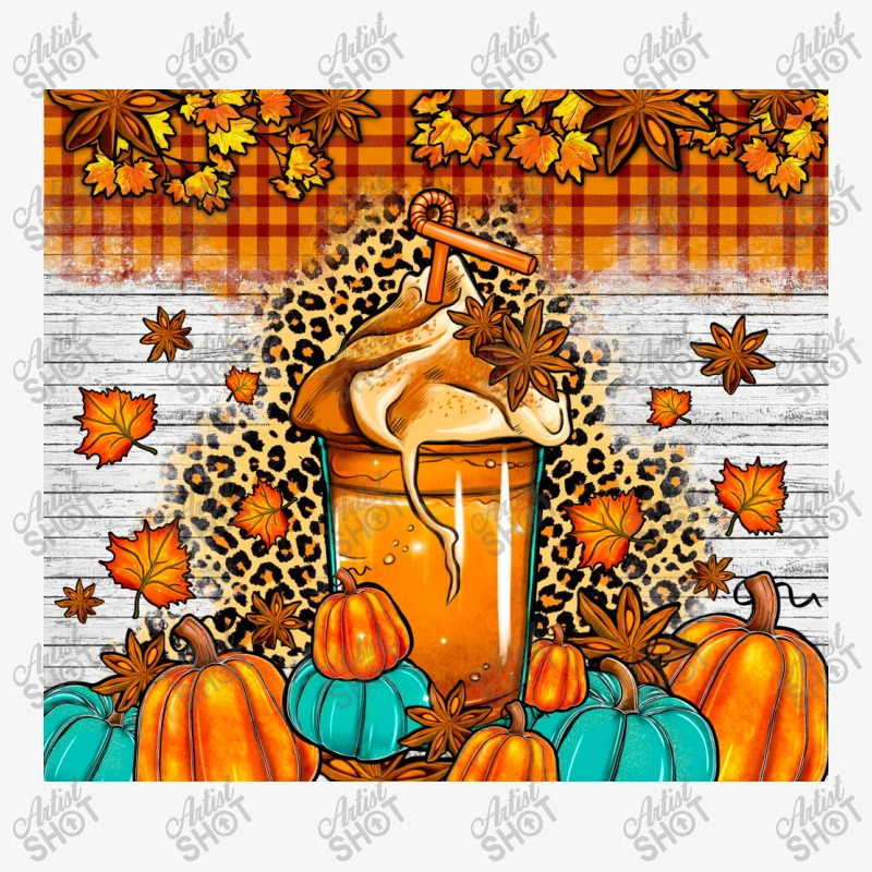 Pumpkin Spice Latte Leopard Ladies Fitted T-Shirt - Image 5