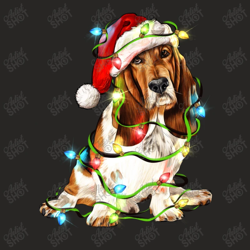 Christmas Basset Hound Dog Ladies Fitted T-Shirt - Image 5