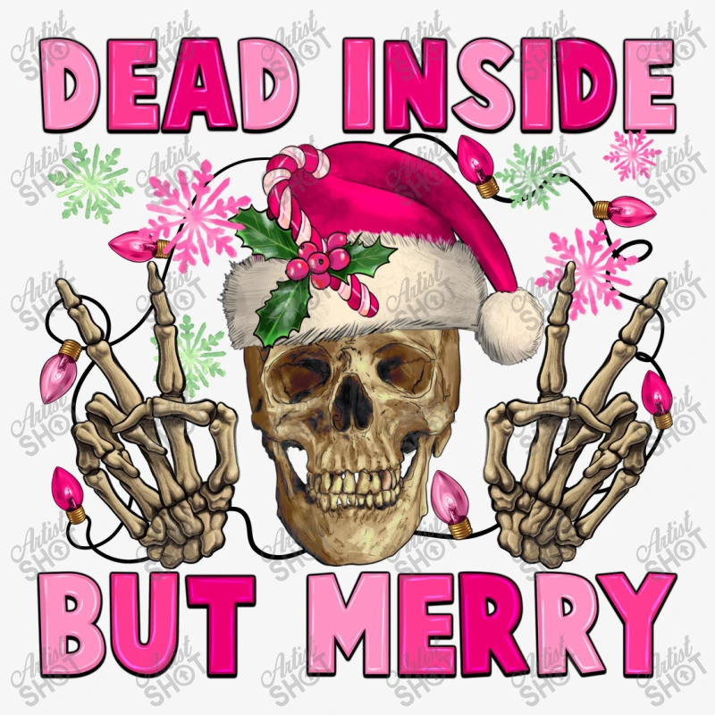 Dead Inside But Merry Pink Christmas Skeleton Ladies Fitted T-Shirt - Image 5