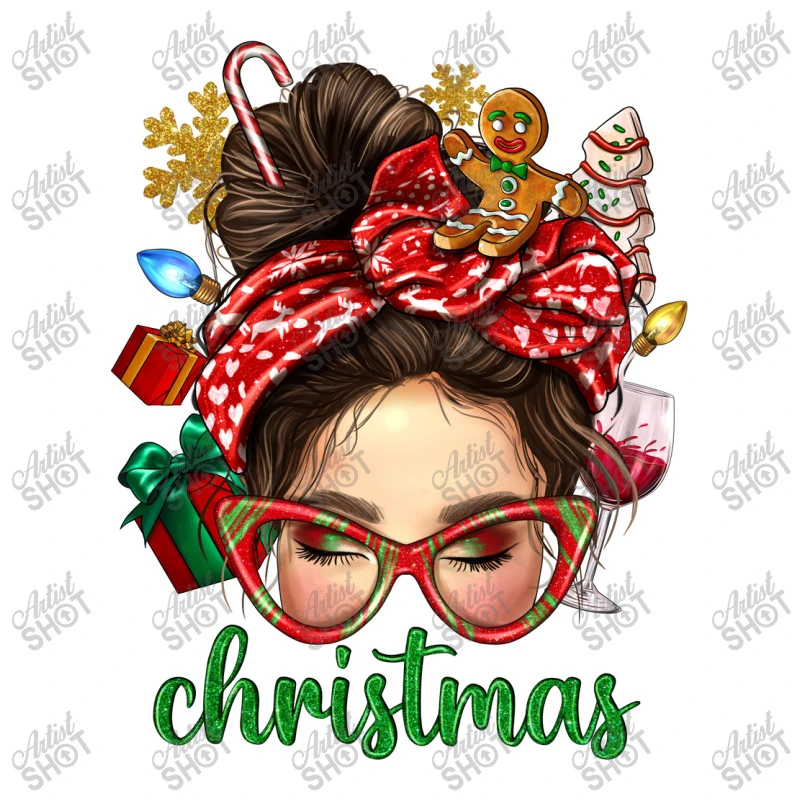Christmas Messy Bun With Gingerbread Man Crop Top - Image 3