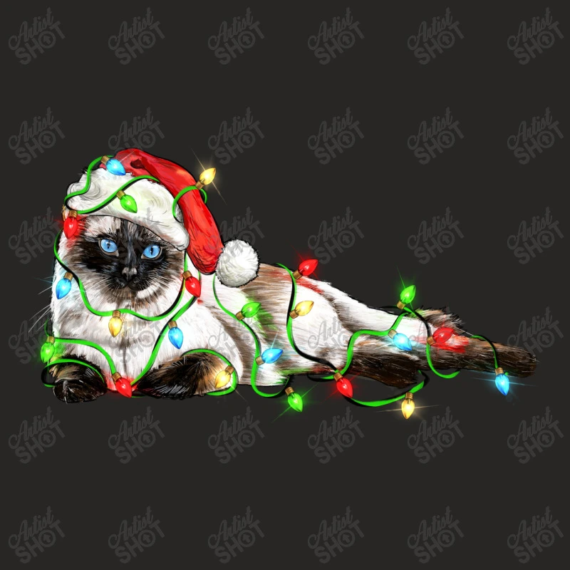 Christmas Siamese Cat Ladies Fitted T-Shirt - Image 5