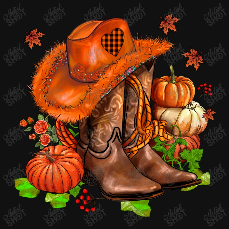 Fall Pumpkins Cowgirl And Roses All Over Women's T-shirt - Image 5