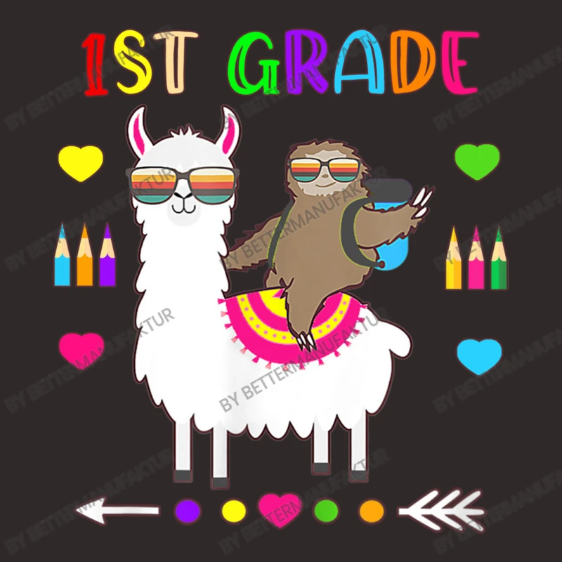 Sloth Llama 1st Grade Squad Teacher Student Back T Racerback Tank - Image 5
