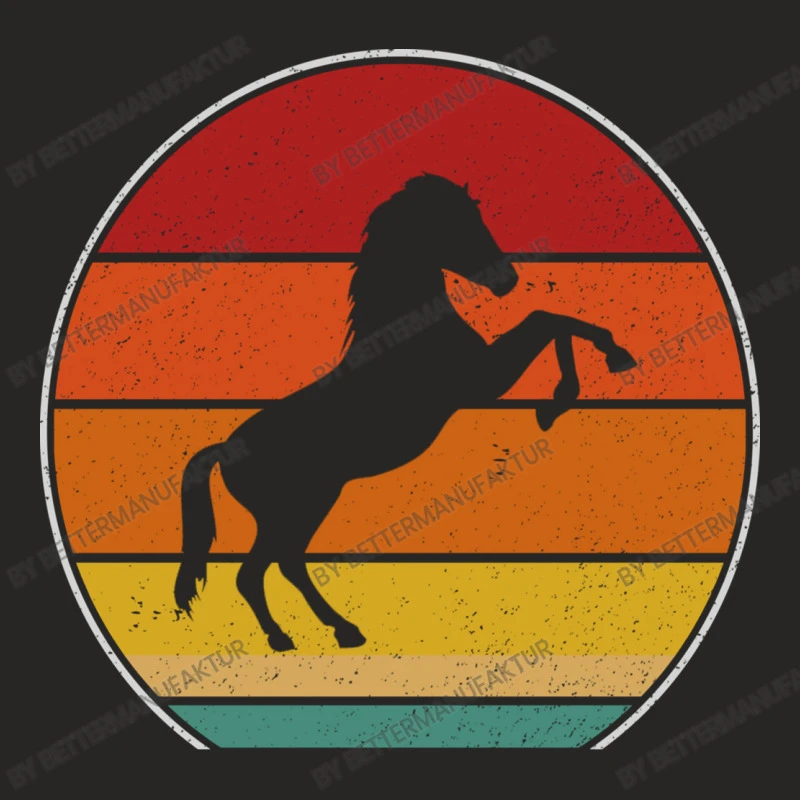 Retro Vintage Horse Silhouette Horseback Riding 60 Ladies Fitted T-Shirt - Image 5