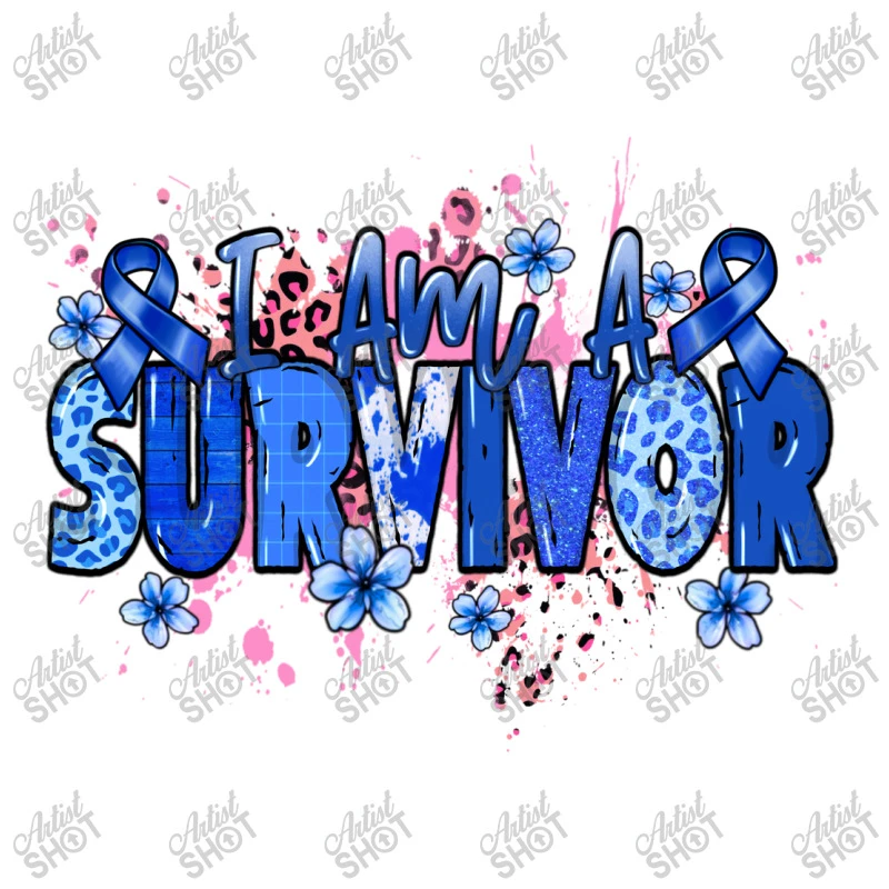 I Am A Survivor Colon Cancer Blue Ribbon Crop Top - Image 3