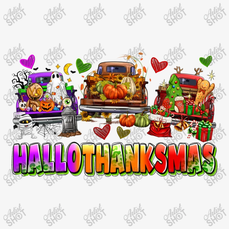 Happy Hallothanksmas Trucks All Over Women's T-shirt - Image 5
