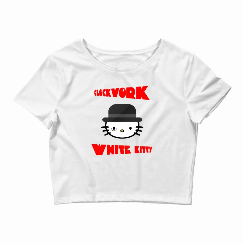 Clockwork White Kitty Crop Top