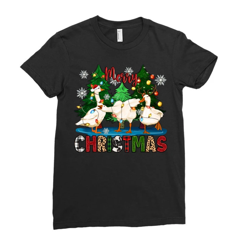 Merry Christmas Duck Ladies Fitted T-Shirt - Image 3