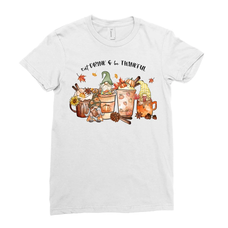 Eat Drink And Be Thankful Sublimation Ladies Fitted T-Shirt - Image 3