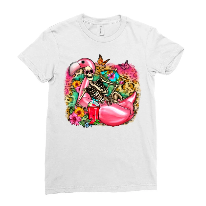 Summer Skeleton Ladies Fitted T-Shirt - Image 3