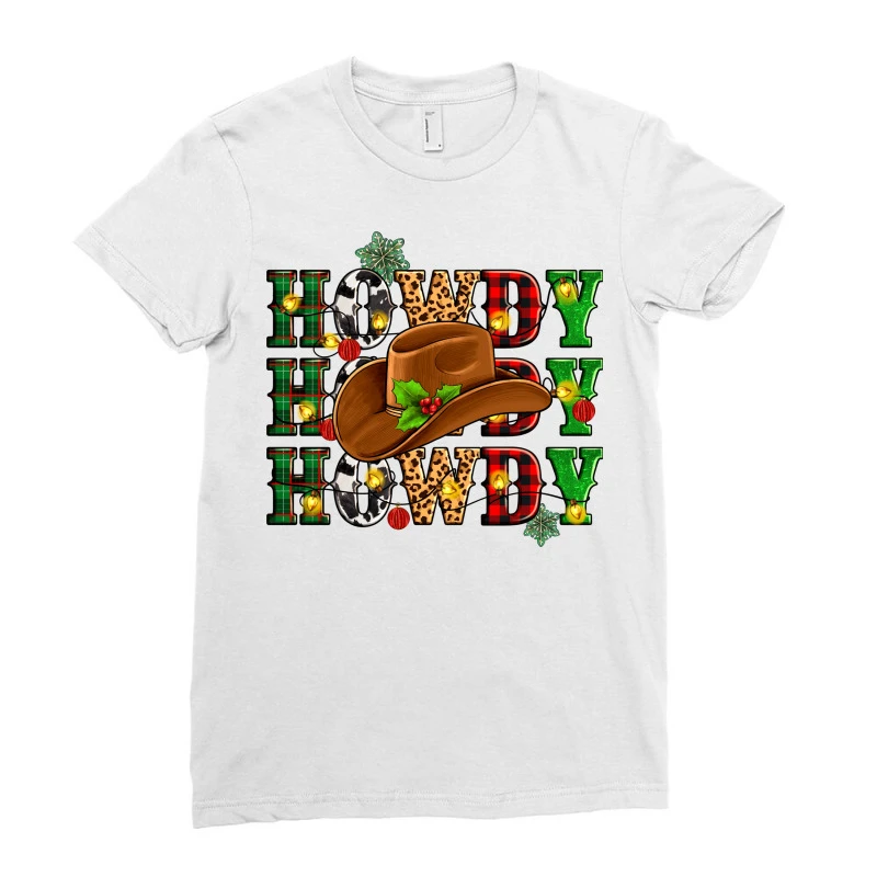 Howdy Howdy Howdy Christmas Ladies Fitted T-Shirt - Image 3