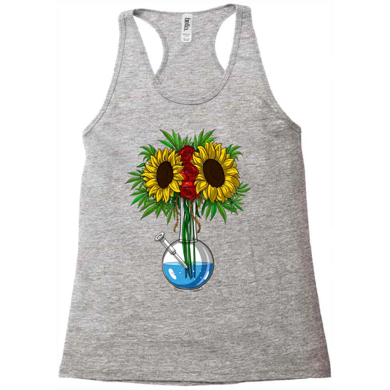 Weed Sunflowers Bong Vase Racerback Tank - Image 3