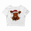 Christmas Baby Red Angus Calf With Lights Crop Top