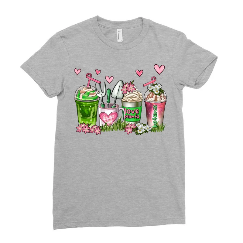 Botanic Coffee Cups Ladies Fitted T-Shirt - Image 3