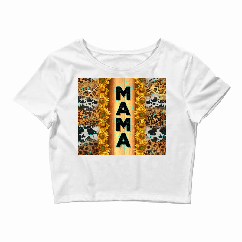 Mama With Cowhide Leopard And Sunflowers Crop Top