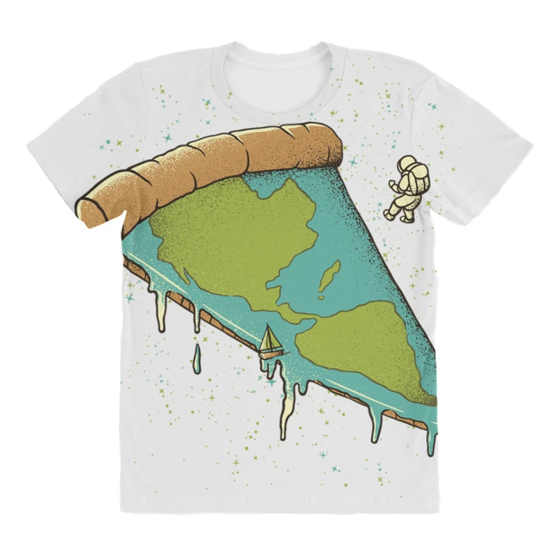 Pizza Earth All Over Women's T-shirt - Image 3