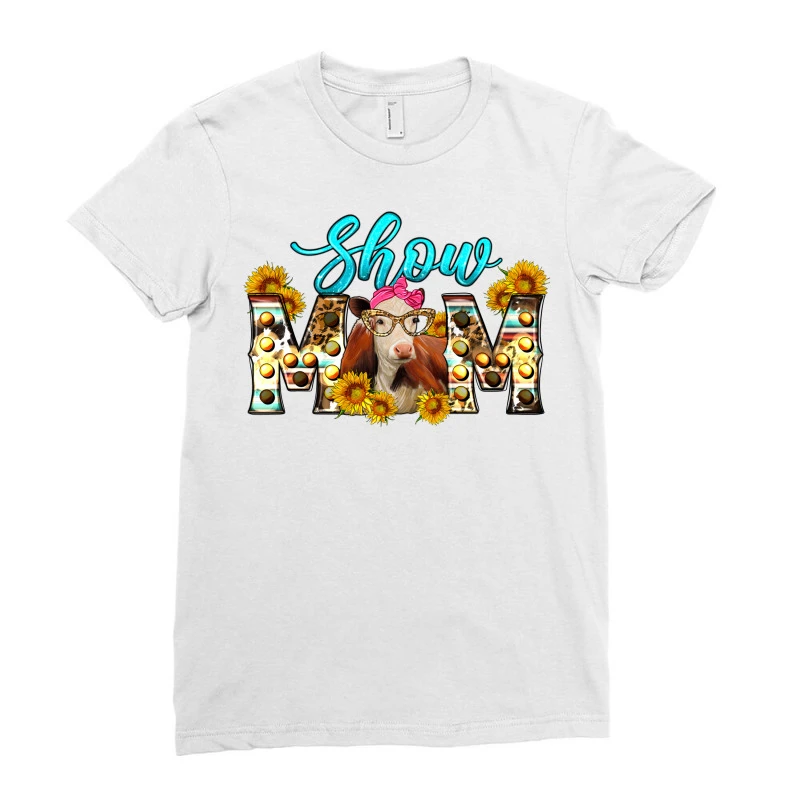 Western Show Mom Cow Ladies Fitted T-Shirt - Image 3