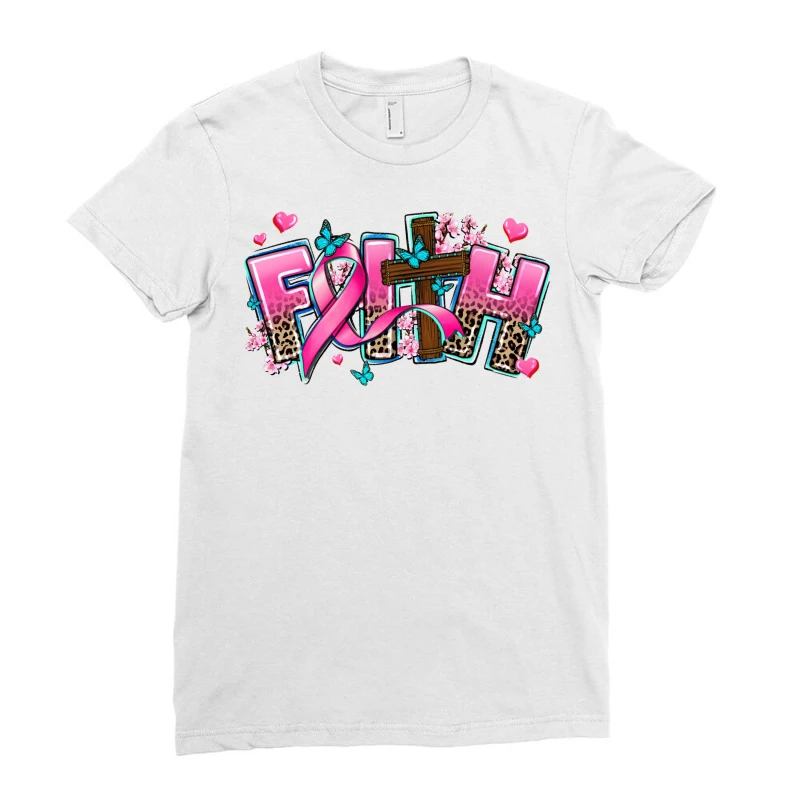 Cancer Faith Cross Ladies Fitted T-Shirt - Image 3