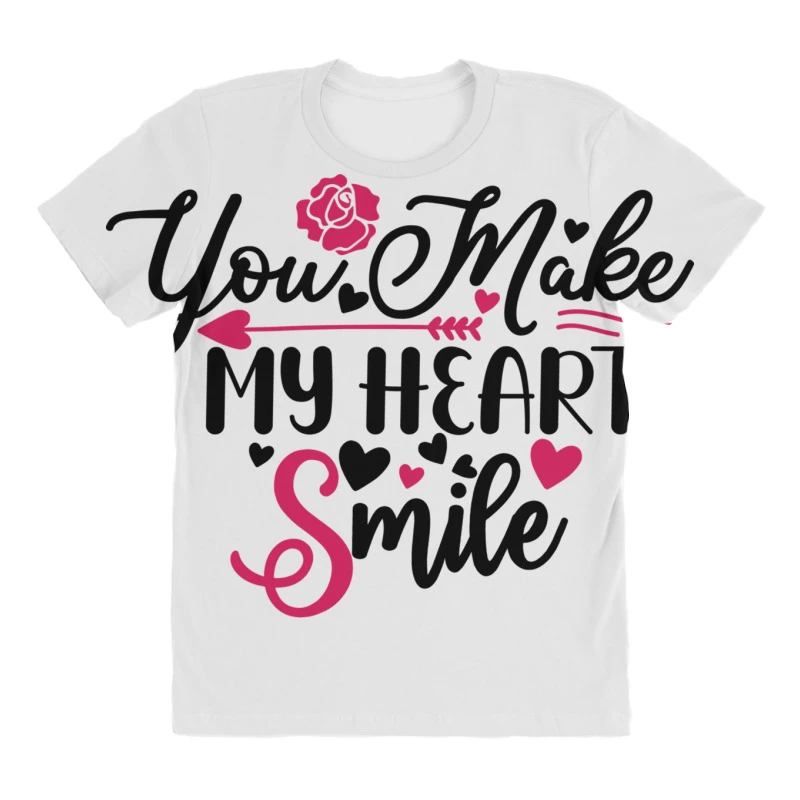 You Make My Heart Smile Happy Valentine S Day Roma All Over Women's T-shirt - Image 3