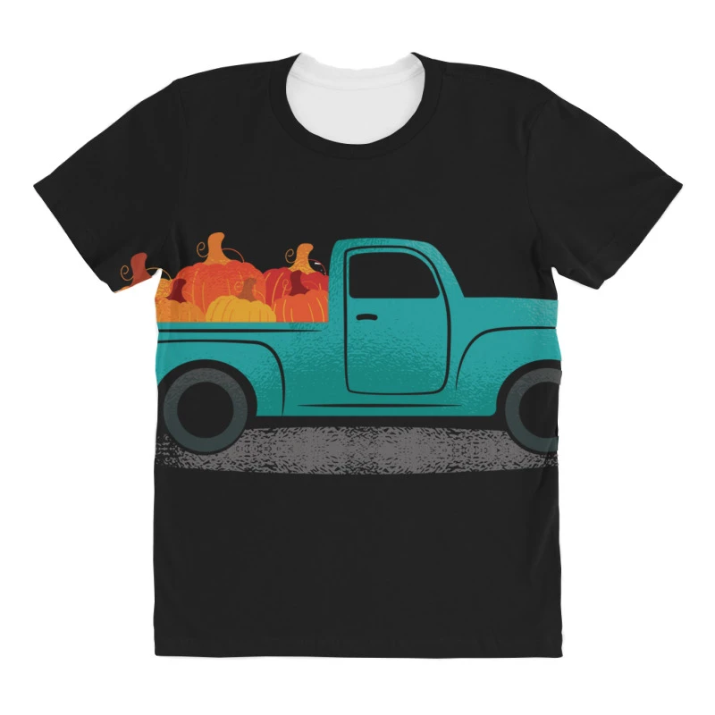 Vintage Pumpkin Truck Fall Funny Halloween Party G All Over Women's T-shirt - Image 3