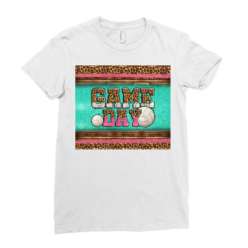 Western Glitter Game Day Volleyball Ladies Fitted T-Shirt - Image 3