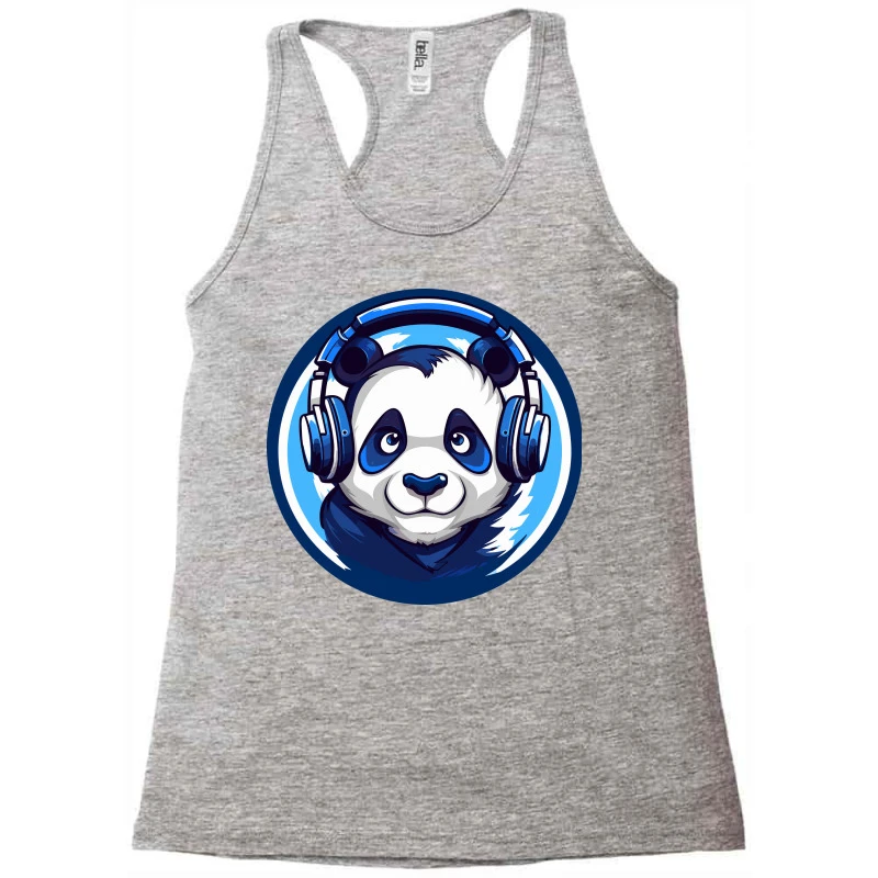 Panda Blue Headphones Racerback Tank - Image 3