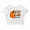 Autumn Leaves And Pumpkin Please Crop Top