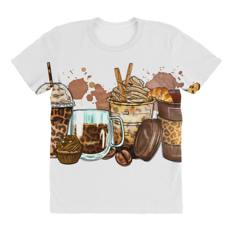 Leopard Coffee Cups All Over Women's T-shirt - Image 3