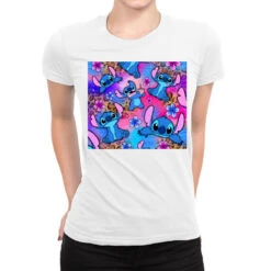 Stitch With Flowers Ladies Fitted T-Shirt