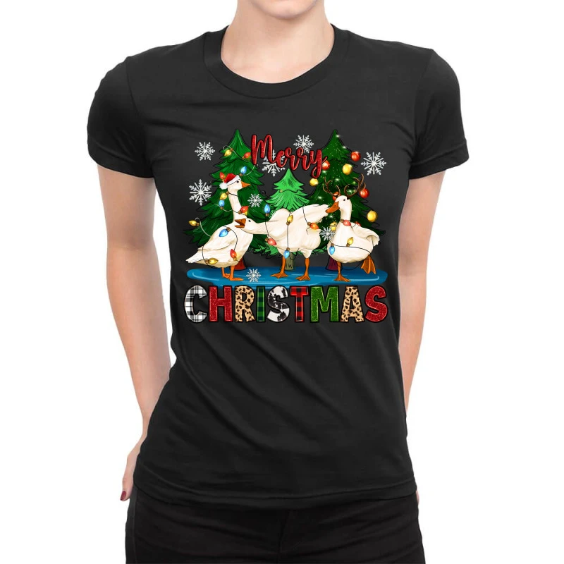 Merry Christmas Duck Ladies Fitted T-Shirt