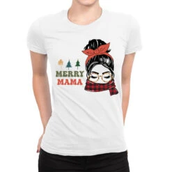 Merry Mama Svg Ladies Fitted T-Shirt