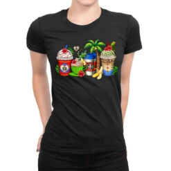 Dominican Republic Coffee Cups Ladies Fitted T-Shirt