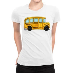 School Bus Ladies Fitted T-Shirt