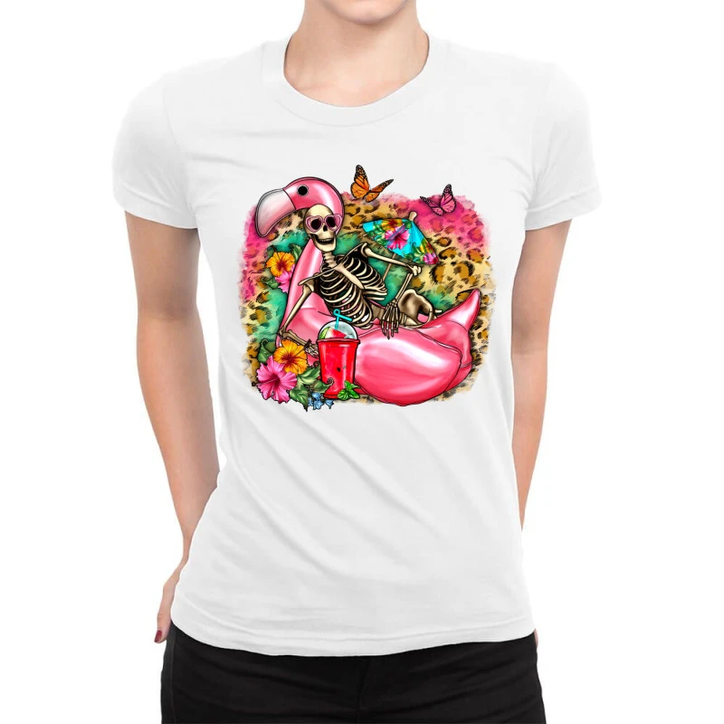 Summer Skeleton Ladies Fitted T-Shirt