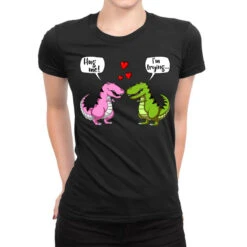 T Rex Dinosaur Hug Ladies Fitted T-Shirt