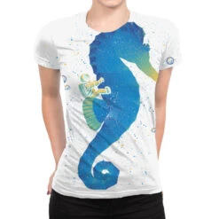 Riding A Sea Horse Astronaut All Over Women's T-shirt