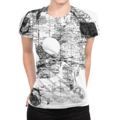 Skull Wanderlust Black And White All Over Women's T-shirt