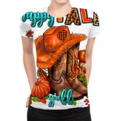 Happy Fall Y'all Cowgirl All Over Women's T-shirt