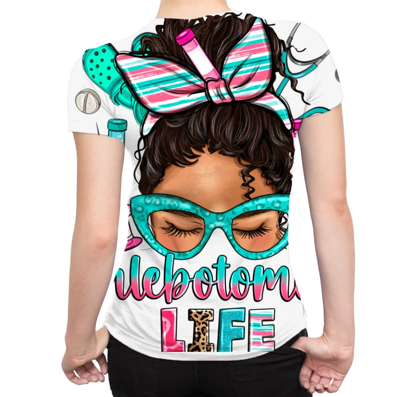 Phlebotomist Life Messy Bun All Over Women's T-shirt - Image 2