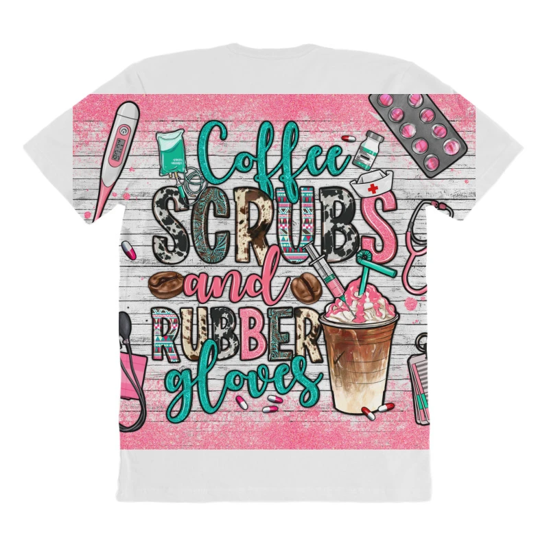 Coffee Scrubs And Rubber Gloves All Over Women's T-shirt - Image 4
