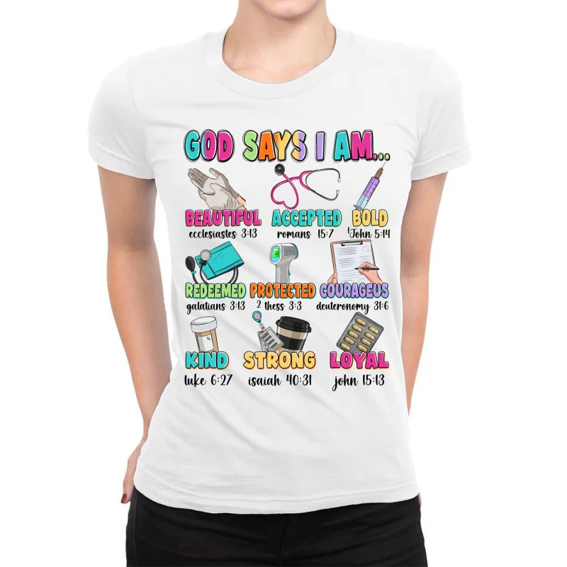 God Says I Am Ladies Fitted T-Shirt