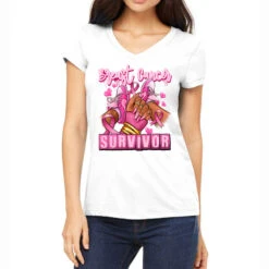 Breast Cancer Survivor Afro Girl Sneakers Women's V-Neck T-Shirt
