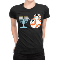 Bb 8 Lighting The Hanukkah Menorah Ladies Fitted T-Shirt