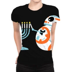 Bb 8 Lighting The Hanukkah Menorah All Over Women's T-shirt
