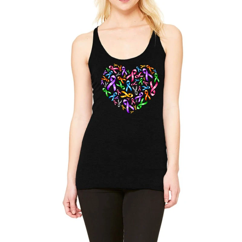 Cancer Ribbon Heart Racerback Tank