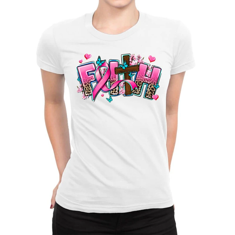 Cancer Faith Cross Ladies Fitted T-Shirt