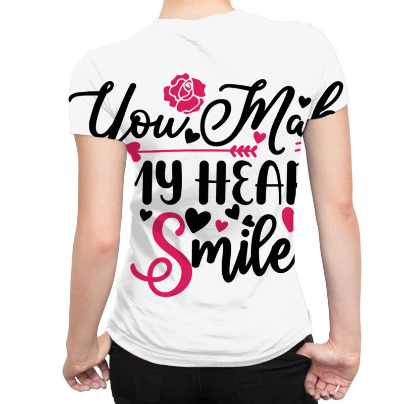You Make My Heart Smile Happy Valentine S Day Roma All Over Women's T-shirt - Image 2