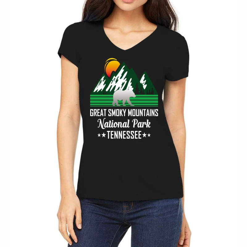 Vintage Great Smoky Mountains National Park Tennes Women's V-Neck T-Shirt