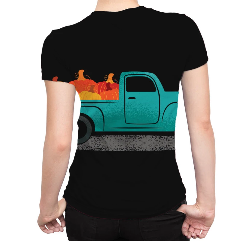 Vintage Pumpkin Truck Fall Funny Halloween Party G All Over Women's T-shirt - Image 2